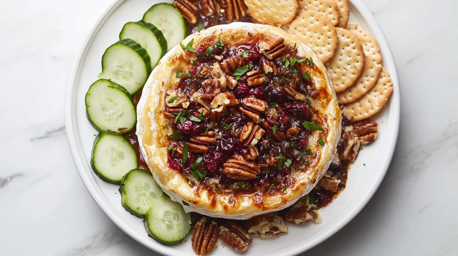 Keto baked brie with pecannies and cranberries for your diet