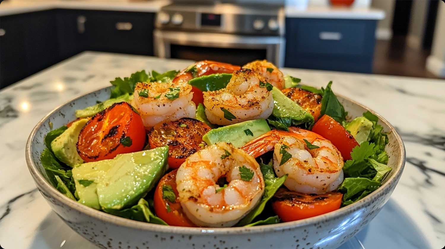 Keto Koriantro Lime Shrimp Avocado salad