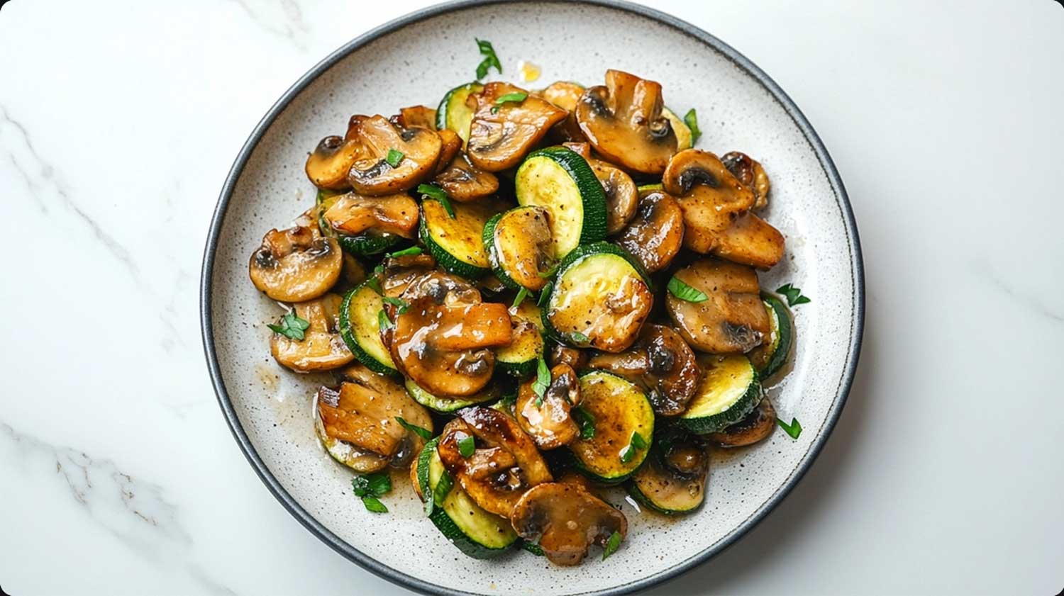 Keto garlic butter zucchini & mushroom for dinner Pan meal