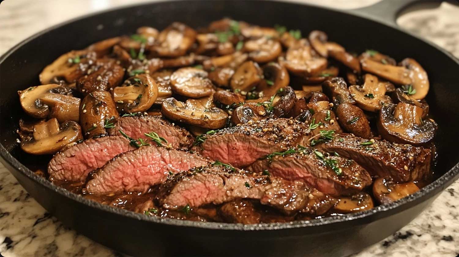 Keto steak and mushroom pan with sides: a carbohydrate festival