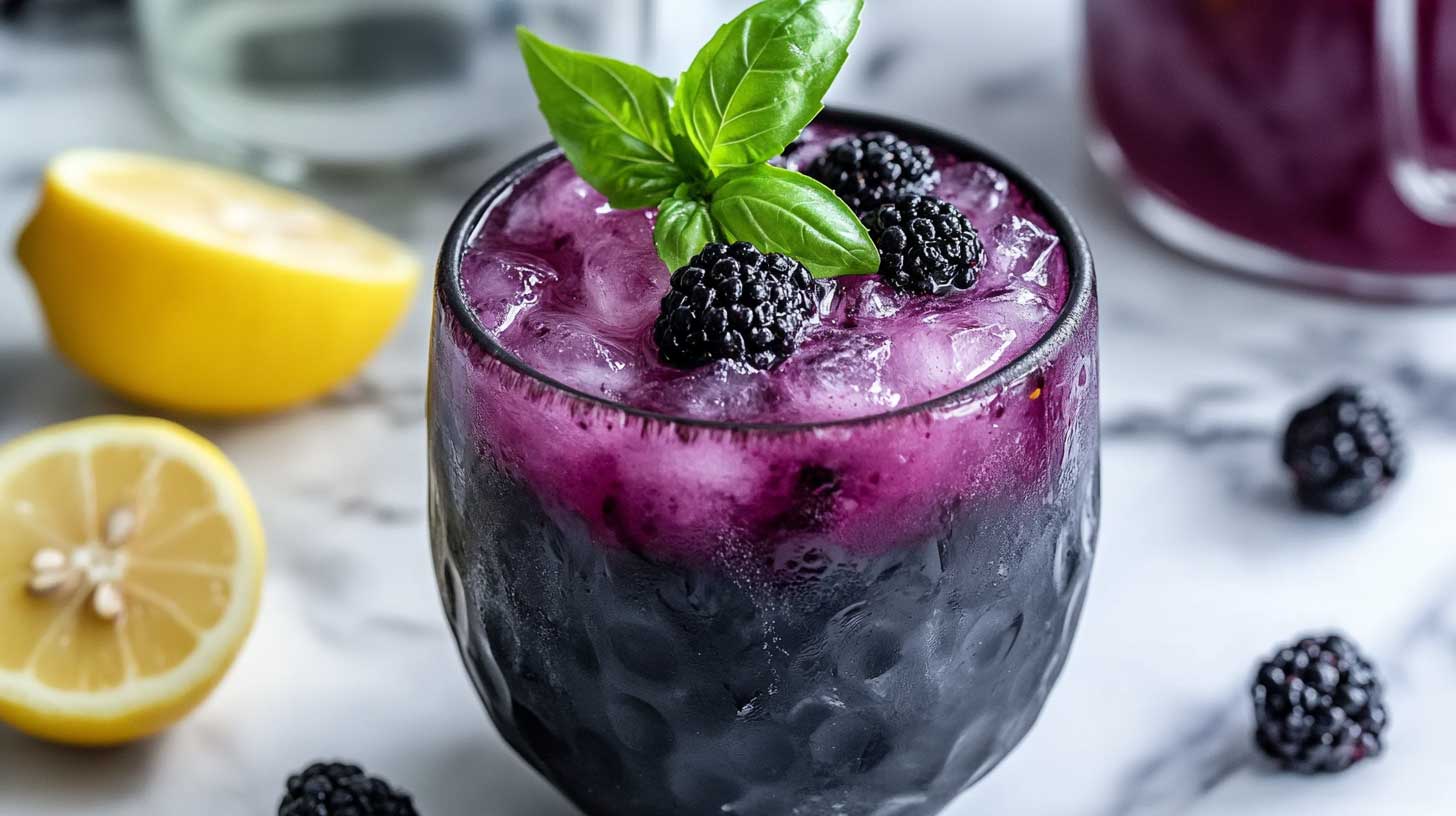 Keto Blackberry Basil Lemon drink