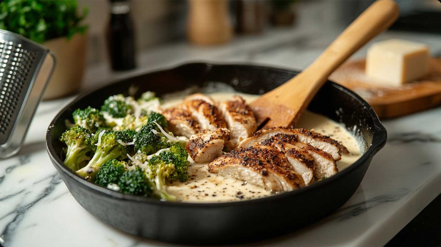 Keto cajun chicken broccoli alfredo