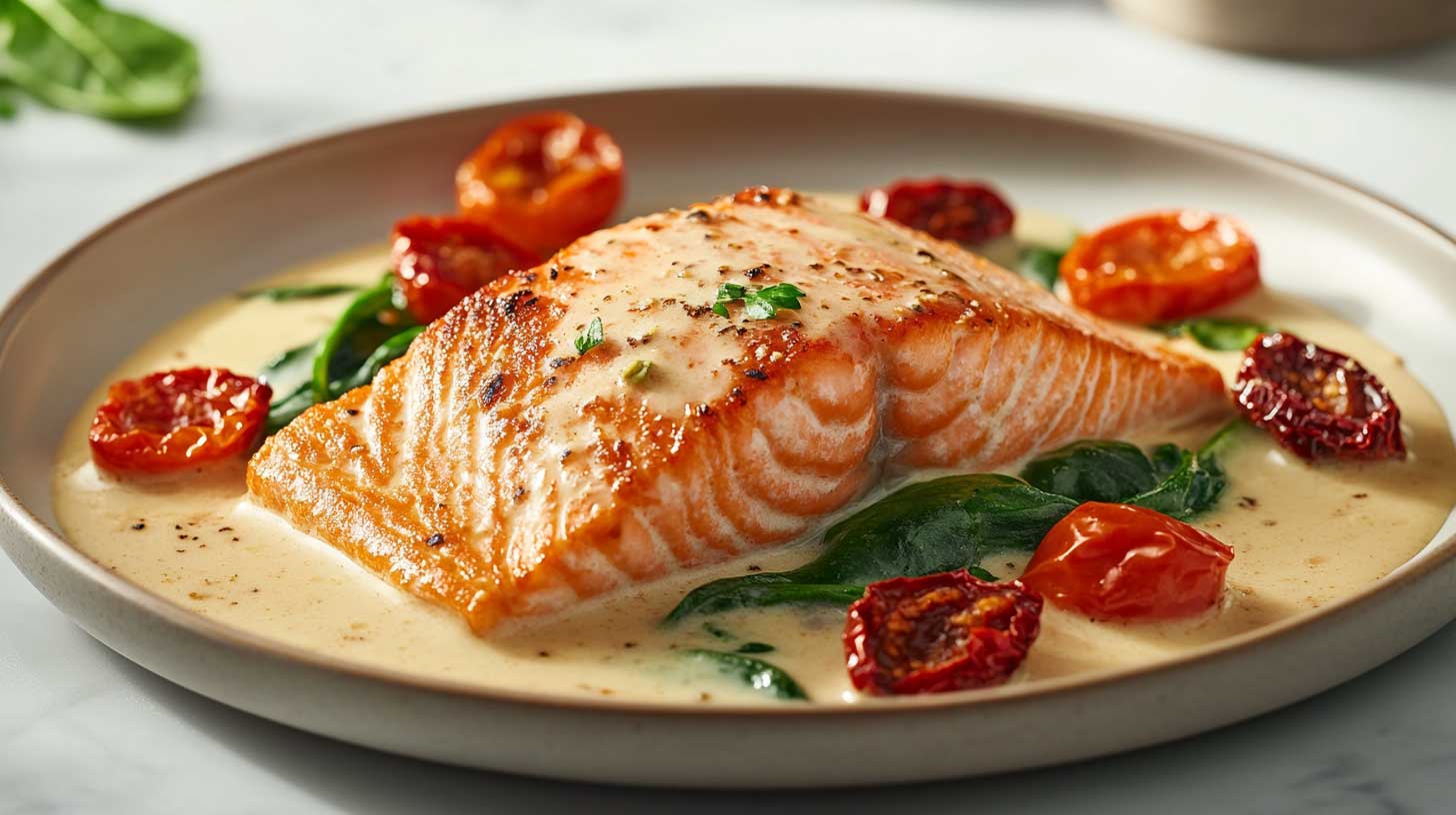 Keto creamy Tuscan salmon – a perfect dinner from Valentine’s Day