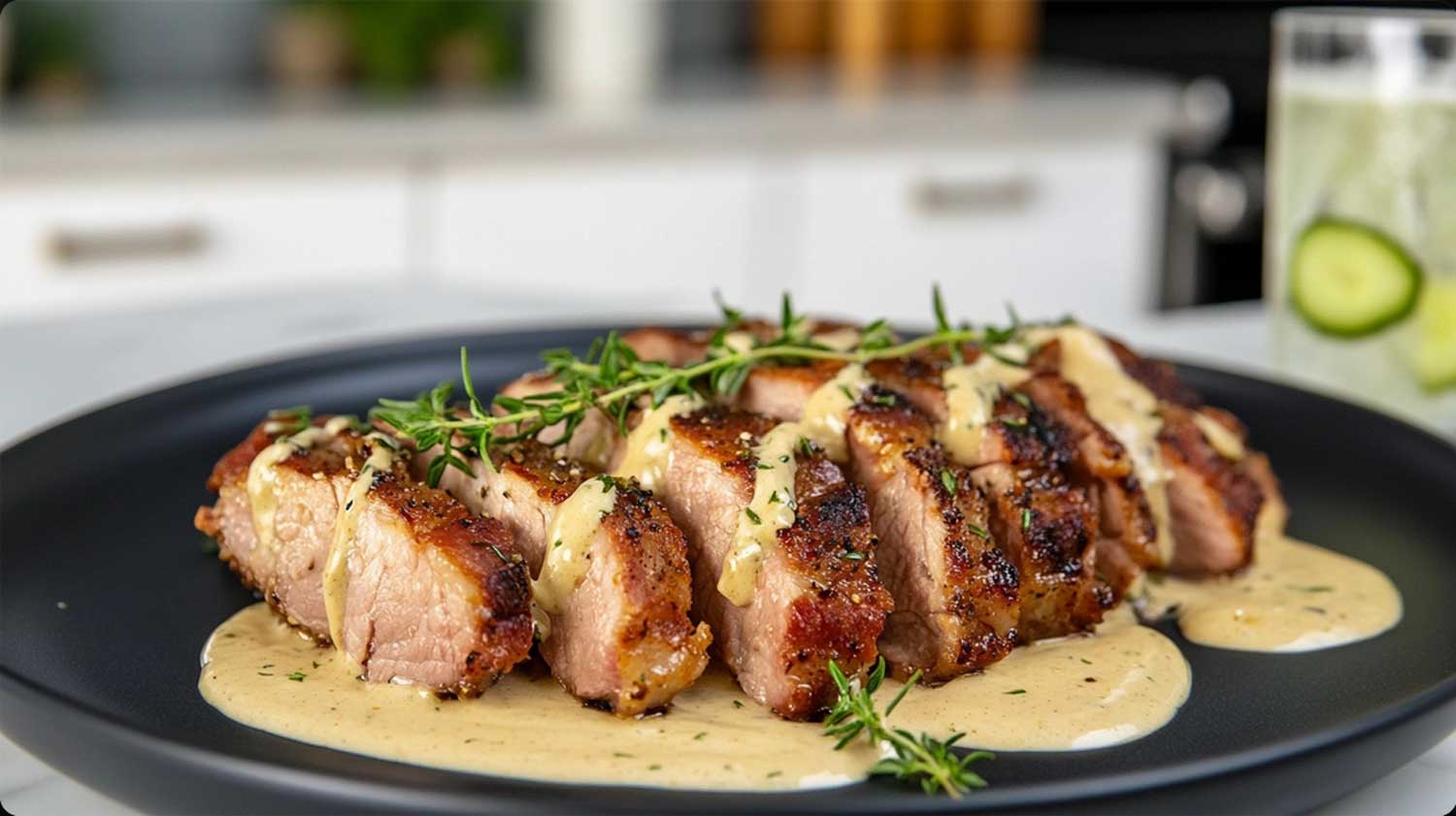 Keto dijon cream pork for their rich and calming dish menu