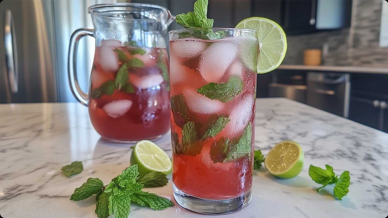 Easy keto lime hibiscus mint tea