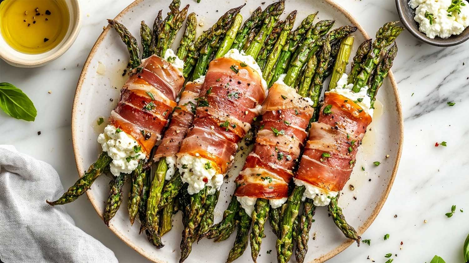 Keto Prosciutto-wrapped asparagus with a goat cheese recipe