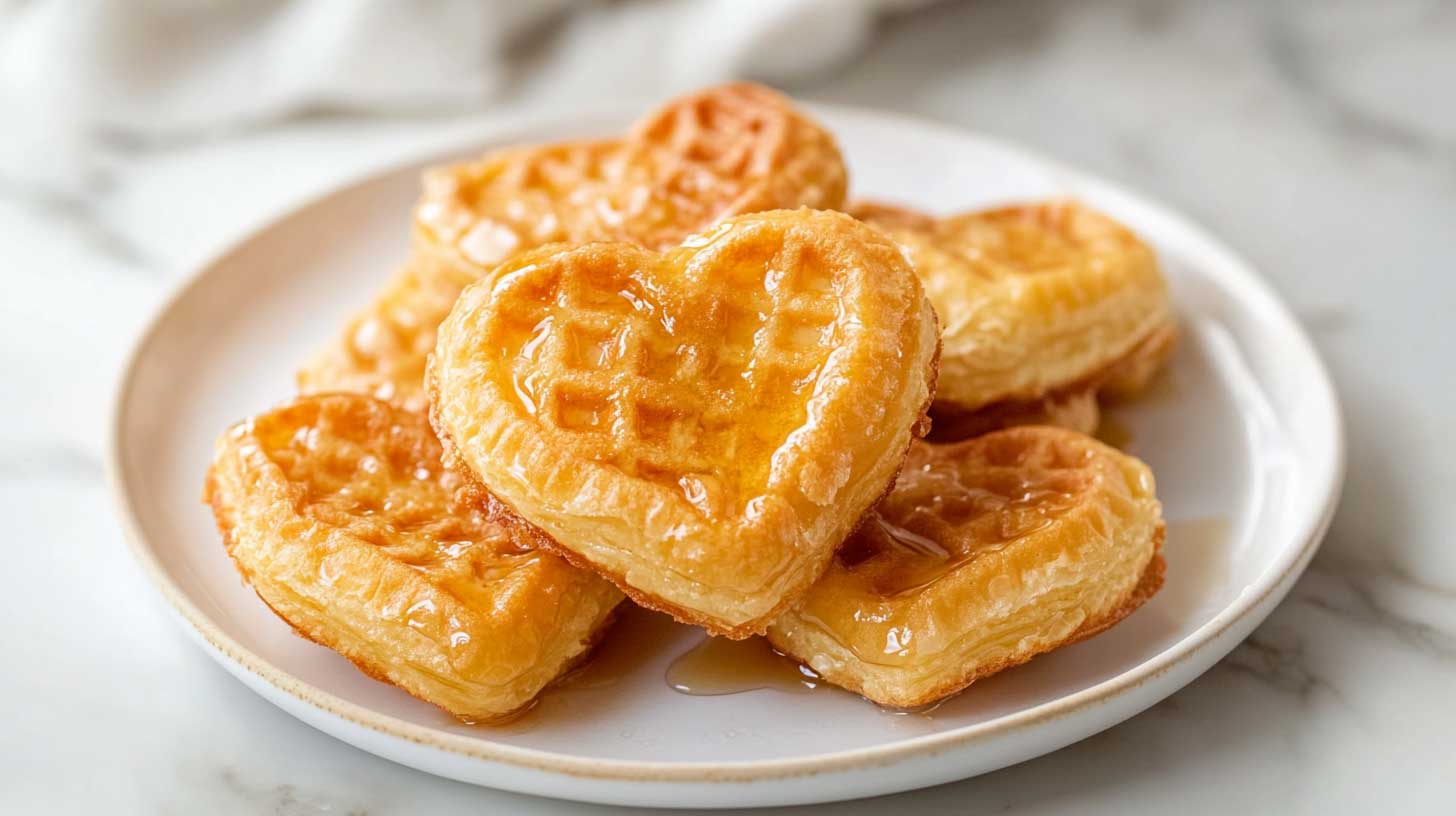 Keto leaf bearing waffle hearts: crispy, butter-like and carbohydrate colors