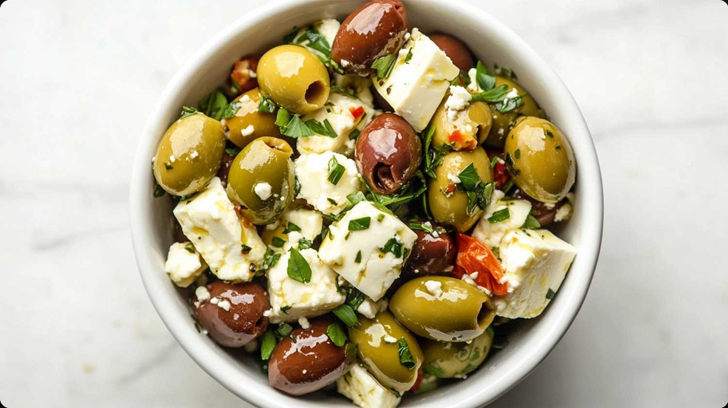 Keto olives and feta cheese recipe: faster snack, big taste