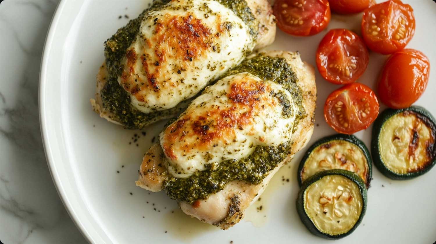 Keto filled chicken breast with Mozzarella & Pesto recipe