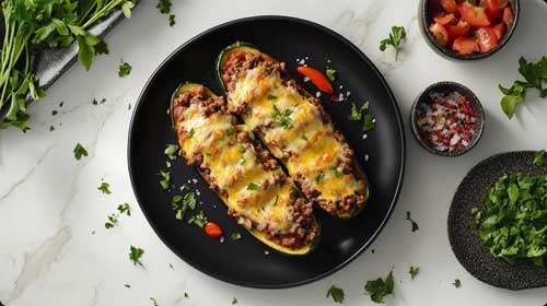 Keto Easy beef meat zucchini boat recipe that you will love